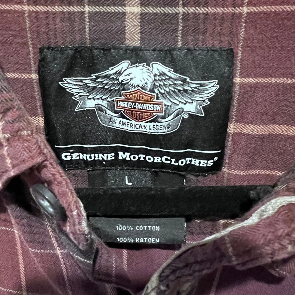 Harley‎ Davidson Plaid Flannel Shirt Long Sleeve Genuine Motor Clothes Size L